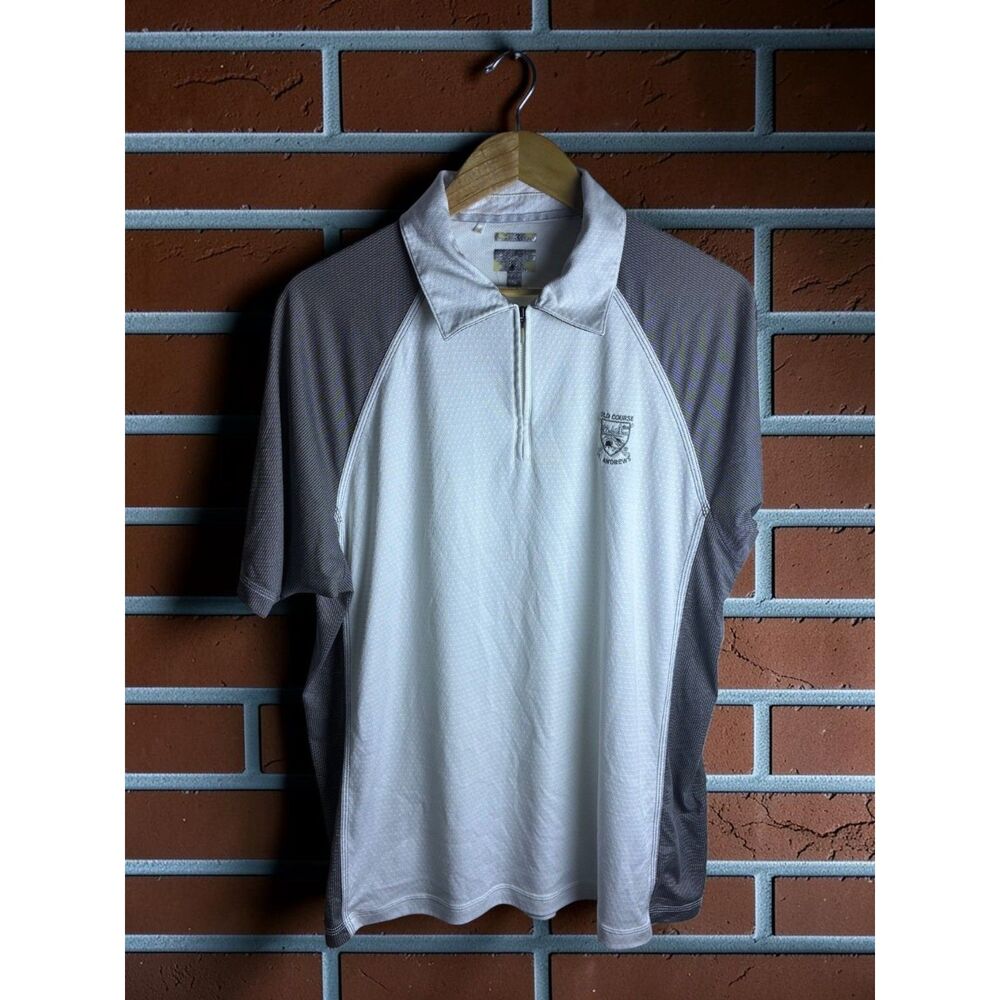 Adidas Climacool St Andrews Old Course Golf Polo Mens L White Gray Performance